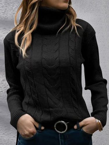 Casual Plain Turtleneck Loose Sweater - Just Fashion Now - Modalova