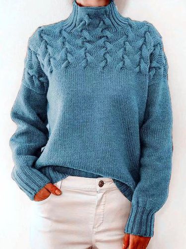 Yarn/Wool Yarn Loose Casual Turtleneck Sweater - Just Fashion Now - Modalova