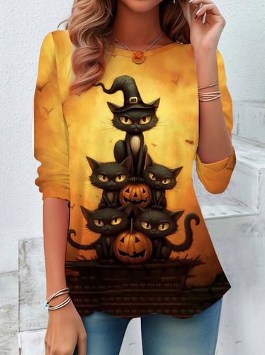 Halloween cat casual T-shirt - Just Fashion Now - Modalova