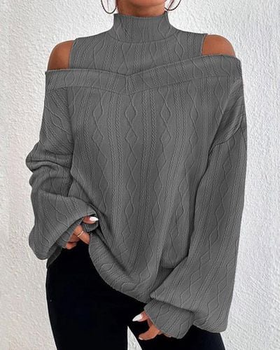 Loose Plain Casual Turtleneck Blouse - Just Fashion Now - Modalova