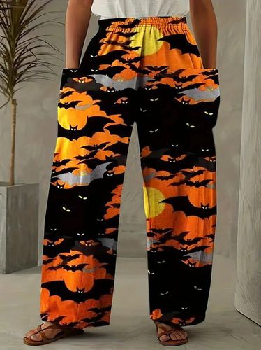 Casual Halloween Cotton And Linen Loose Pants - Just Fashion Now - Modalova