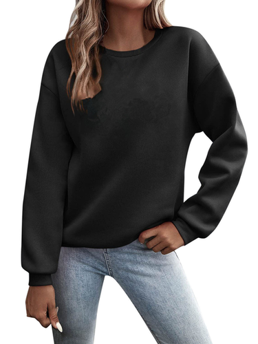 Casual Cat Jersey Crew Neck Sweatshirt - Just Fashion Now - Modalova