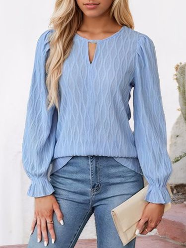 Women's Long Sleeve Blouse Spring/Fall White Plain Crew Neck Daily Going Out Casual Top - Just Fashion Now - Modalova