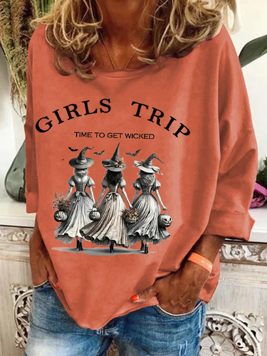 Women's Funny Halloween Witches Girls Trip Time To Get Wicked Casual Sweatshirt - Just Fashion Now - Modalova