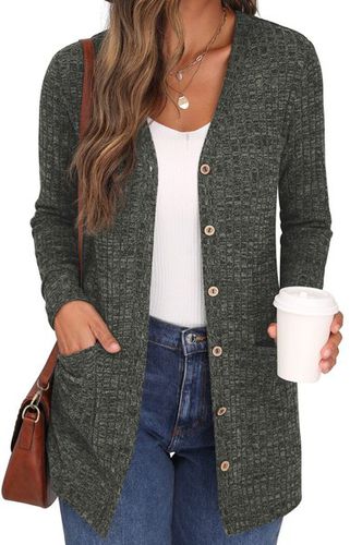 Spring/Fall Casual Long Sleeve Plain Cardigan - Just Fashion Now - Modalova