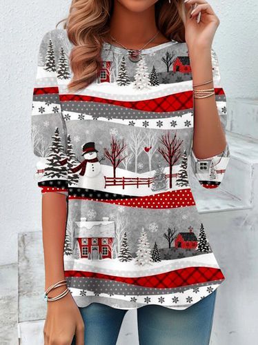 Christmas Snowman Design Casual T-Shirt - Just Fashion Now - Modalova