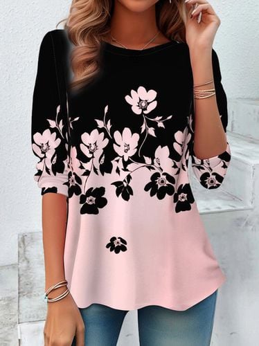 Floral Print Long Sleeve T-Shirt - Just Fashion Now - Modalova