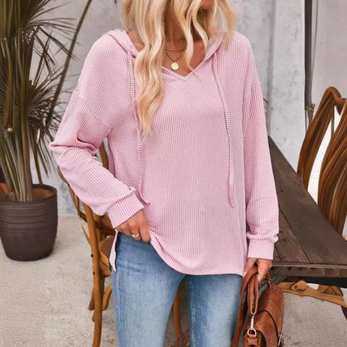 Plain Loose Casual Long Sleeve Hoodie - Just Fashion Now - Modalova