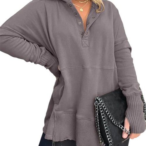 Plain Casual Loose Hoodie - Just Fashion Now - Modalova