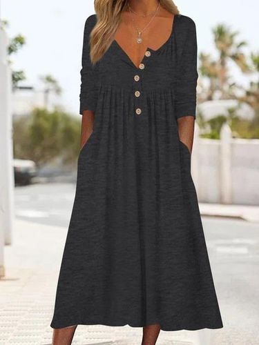 Crew Neck Casual Dress With No - Just Fashion Now - Modalova