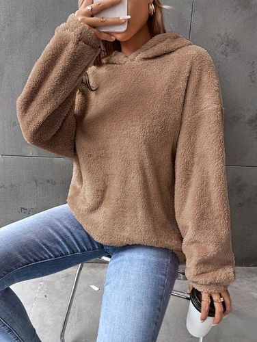 Fluff/Granular Fleece Fabric Casual Plain Sweatshirt - Just Fashion Now - Modalova