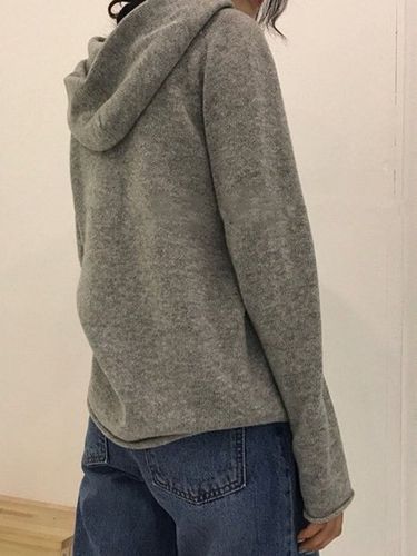 Casual Plain Hoodie Yarn/Wool Yarn Sweater - Just Fashion Now - Modalova