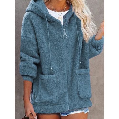 Fluff/Granular Fleece Fabric Hoodie Casual Jacket - Just Fashion Now - Modalova