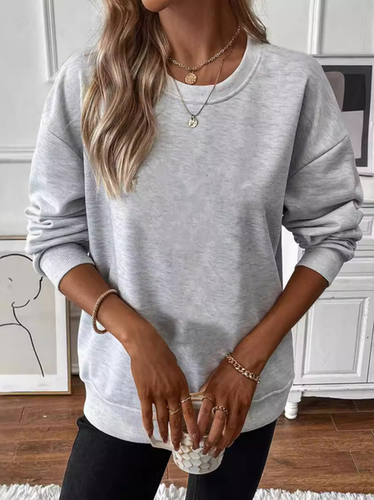 Crew Neck Casual Regular Fit Plain Sweatshirt - Just Fashion Now - Modalova