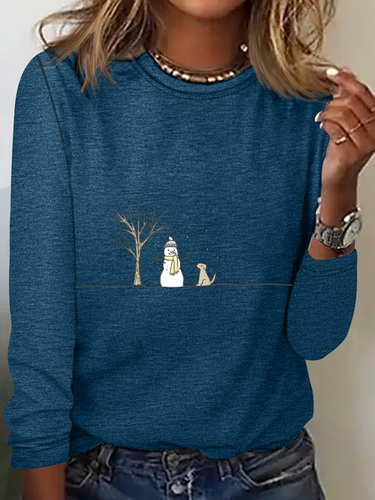 Christmas Snowman Casual Long Sleeve Shirt - Just Fashion Now - Modalova