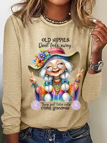 Grandma Old Hippies Casual Long Sleeve Shirt - Just Fashion Now - Modalova