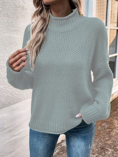 Wool/Knitting Mock Neck Loose Casual Sweater - Just Fashion Now - Modalova