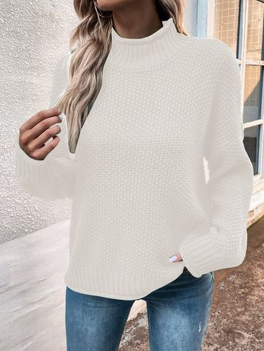 Wool/Knitting Mock Neck Loose Casual Sweater - Just Fashion Now - Modalova