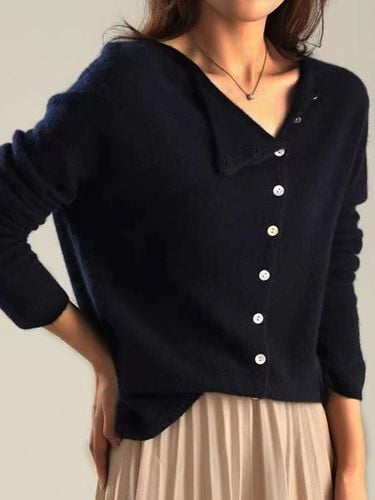 Buckle Loose Plain Casual Cardigan - Just Fashion Now - Modalova