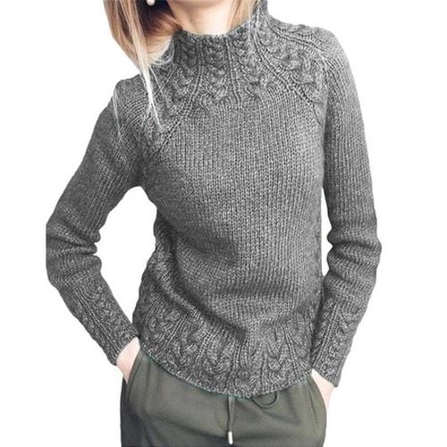 Plain Mock Neck Vintage Sweater - Just Fashion Now - Modalova