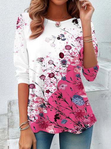 Casual T-Shirt With Contrasting Floral Design - Just Fashion Now - Modalova