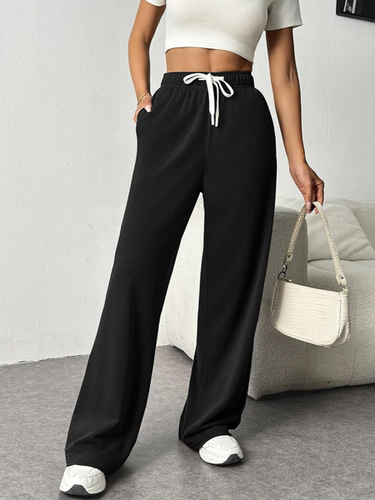 Loose Plain Casual Pants - Just Fashion Now - Modalova