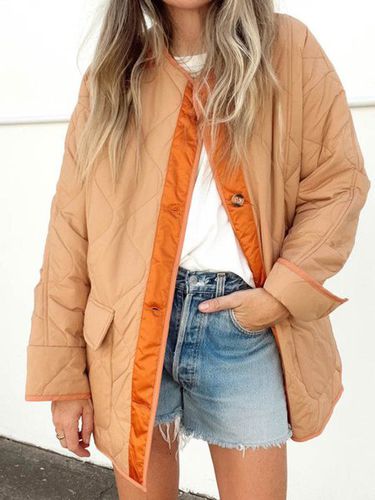 Crew Neck Plain Casual Loose Jacket - Just Fashion Now - Modalova