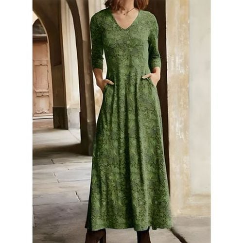 Jersey V Neck Regular Fit Casual Dress With No - Just Fashion Now - Modalova