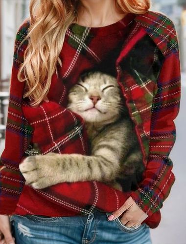 Christmas Cute Cat Casual Sweatshirt - Just Fashion Now - Modalova