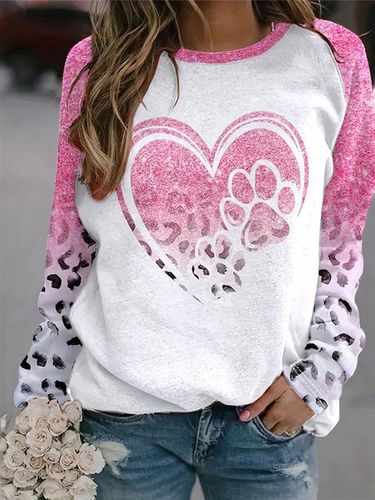 Cute Animal Paw Round Neck Casual Sweatshirt - Just Fashion Now - Modalova