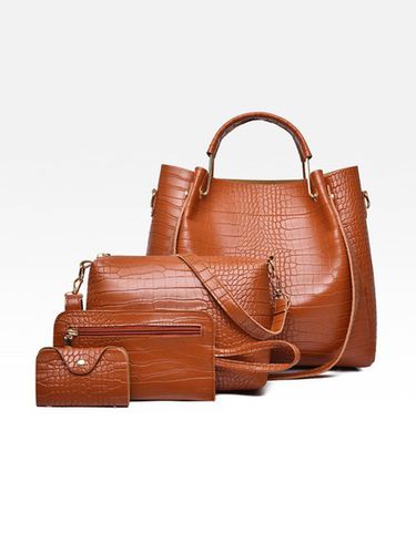 Pcs/set Large Capacity Crocodile Embossed Handbag Commuting Tote Bag with Crossbody Strap - Just Fashion Now - Modalova