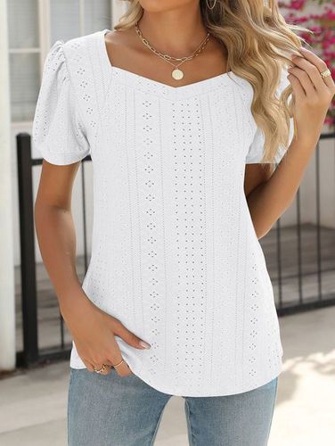 Casual Loose Sweetheart Neckline T-Shirt - Just Fashion Now - Modalova