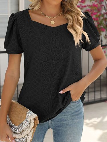Casual Loose Sweetheart Neckline T-Shirt - Just Fashion Now - Modalova