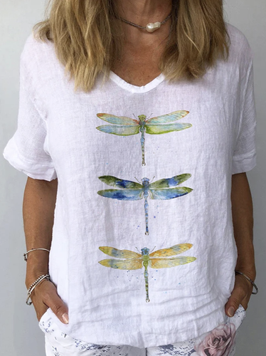 Simple Dragonfly Linen Style Shirt - Just Fashion Now - Modalova