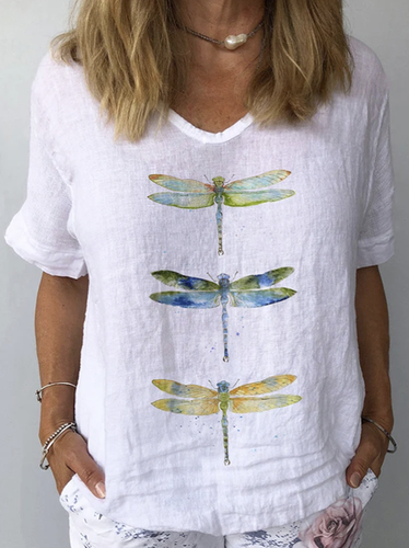 Simple Dragonfly Linen Style Shirt - Modetalente - Modalova