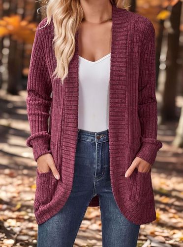 Casual Loose Plain Others Cardigan - Just Fashion Now - Modalova