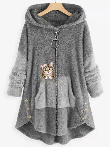 Casual Fluff/Granular Fleece Fabric Hoodie Teddy Jacket - Just Fashion Now - Modalova