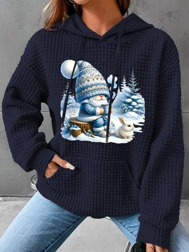 Winter Gnome Christmas Simple Loose Hoodie - Just Fashion Now - Modalova