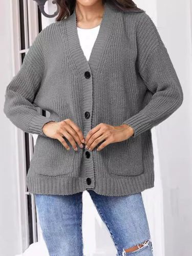 Pocket Stitching Casual Loose Others Cardigan - Just Fashion Now - Modalova