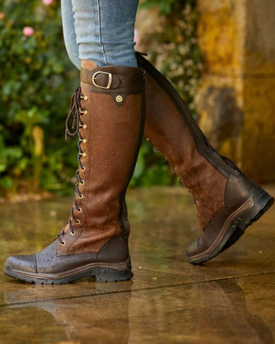 Plain Vintage Autumn Leather Outdoor Boots - Just Fashion Now - Modalova