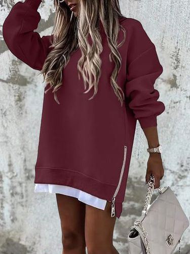 Plain Loose Crew Neck Casual Sweatshirt - Just Fashion Now - Modalova