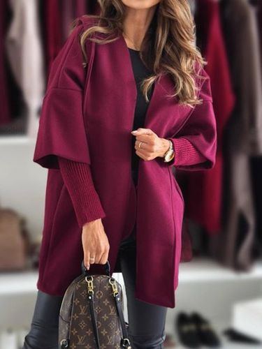 Lapel Collar Casual Coat - Just Fashion Now - Modalova