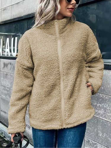 Casual Plain Others Fluff/Granular Fleece Fabric Jacket - Just Fashion Now - Modalova