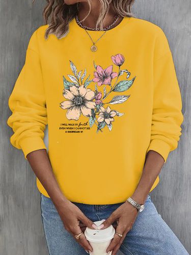 Crew Neck Loose Casual Floral Sweatshirt - Just Fashion Now - Modalova