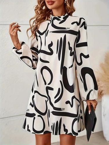 Women's Long Sleeve Spring/Fall Yellow Abstract Daily Going Out Casual Midi A-Line Dress - Just Fashion Now - Modalova