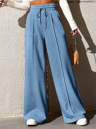 Women's H-Line Wide Leg Pants Daily Going Out Pants Sky Blue Casual Plain Spring/Fall Pants - Just Fashion Now - Modalova