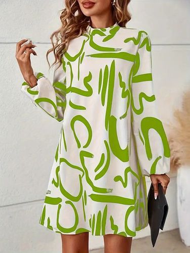 Women's Long Sleeve Spring/Fall Yellow Abstract Daily Going Out Casual Midi A-Line Dress - Just Fashion Now - Modalova