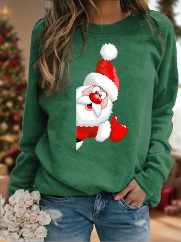 Crew Neck Casual Christmas Loose Sweatshirt - Just Fashion Now - Modalova