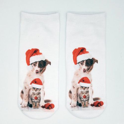 Christmas 3D Cat Pattern High Stretch Cotton Socks Festive Party Decorations - Just Fashion Now - Modalova