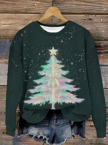 Loose Christmas Tree Casual Sweatshirt - Just Fashion Now - Modalova